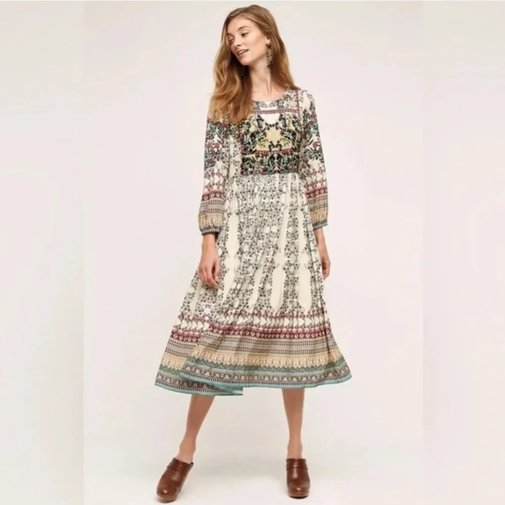 Bhanuni by Jyoti for Anthropologie Far Fields Embellished Midi Dress – Size 4